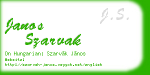 janos szarvak business card